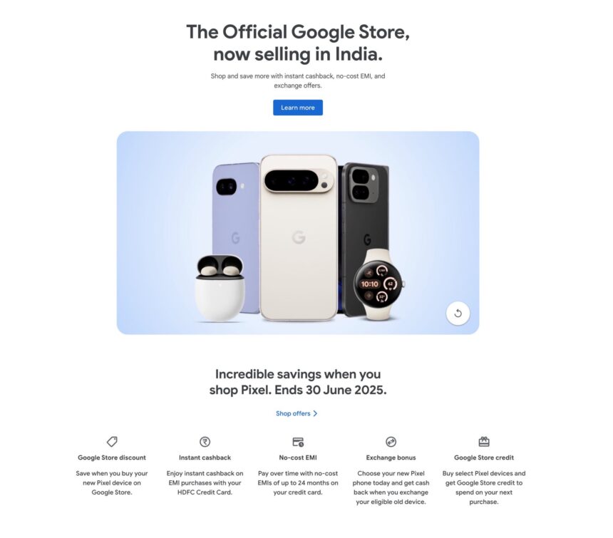 Google Store Officially Launches Online Sales of Pixel Devices in India with Exclusive Offers
