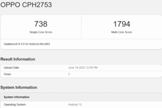 OPPO K13x 5G (CPH2753) Spotted on Geekbench with Dimensity 6300 and Android 15
