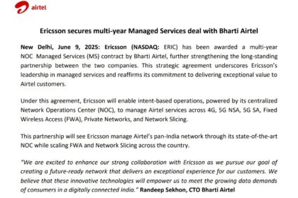 Ericsson Secures Multi-Year Managed Services Deal with Bharti Airtel to Boost 5G and Network Operations