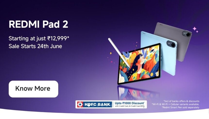 Redmi Pad 2 Launched in India with 2.5K Display, HyperOS and Starting Price of ₹13,999