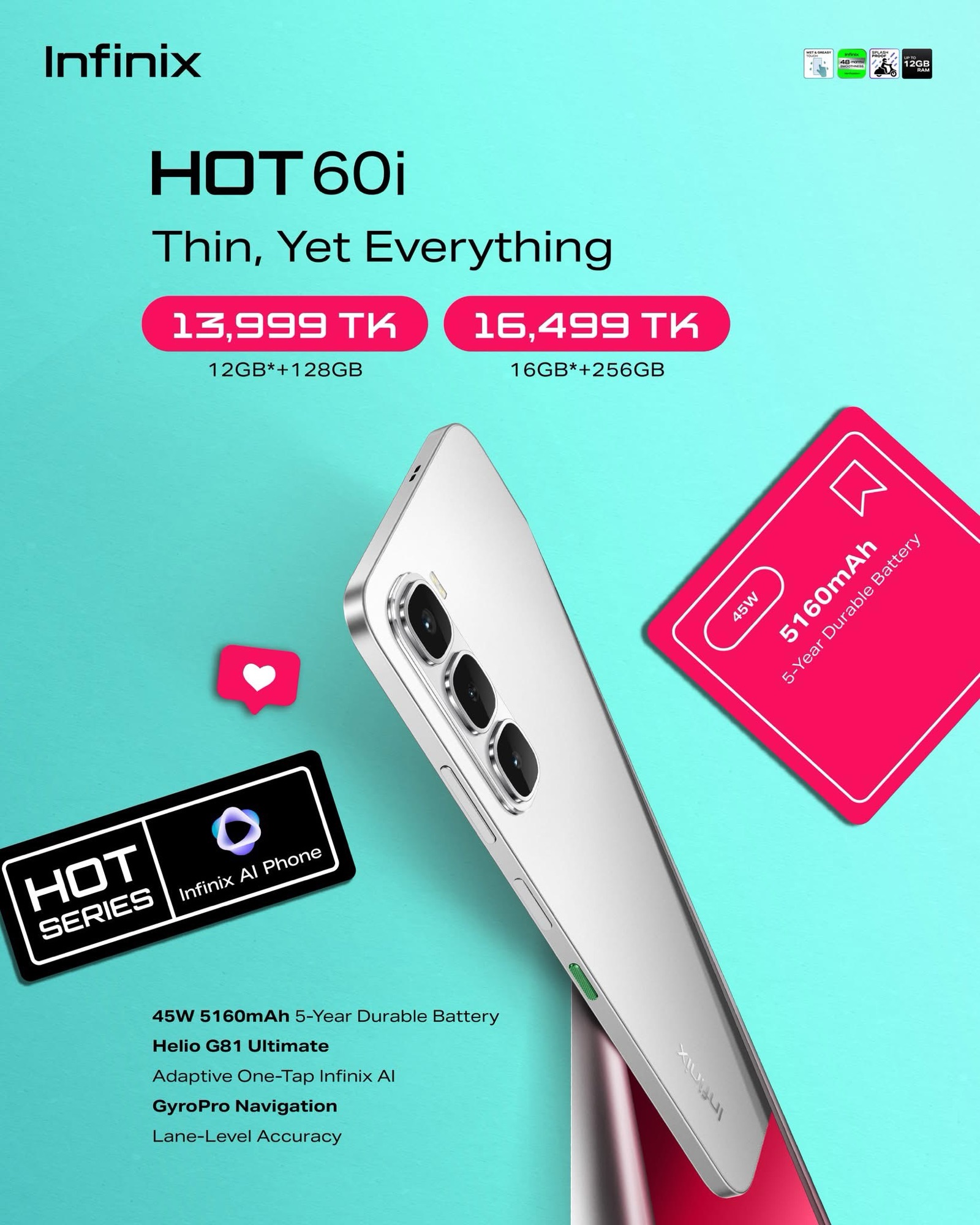 Infinix HOT 60i Launched in Bangladesh with Helio G81 Ultimate and 5160mAh Battery