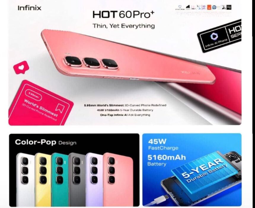 Infinix HOT 60 Pro plus-World’s Slimmest Curved Smartphone with 45W Fast Charging