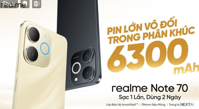Realme Note 70 with 6300mAh Battery, Android 15, and Slim Design Launched in Vietnam