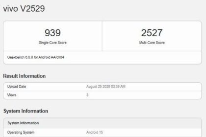Vivo V60 Lite 5G (V2529) Spotted on Geekbench with Dimensity 7300 and Android 15